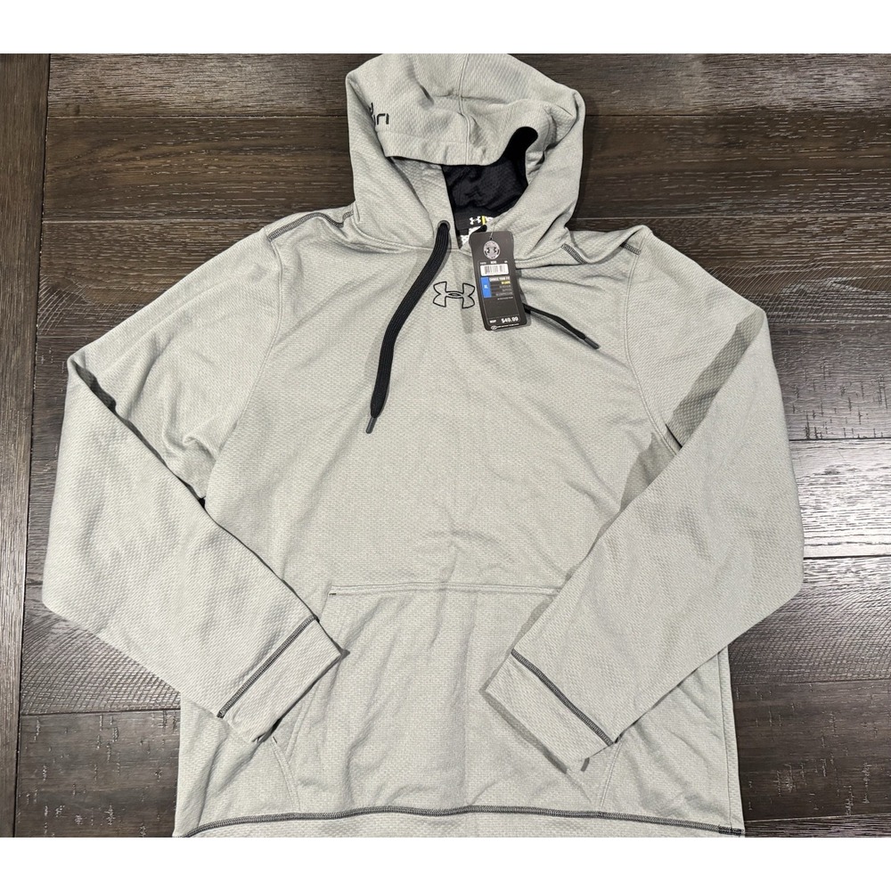 Under Armour Mens XL Hoodie Sweatshirt Light Grey Contrast Stitching NWT